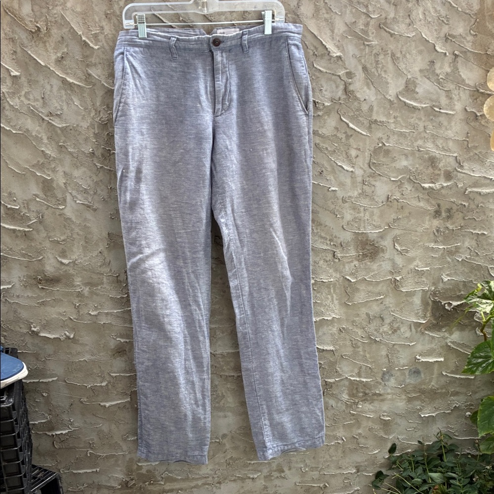 GAP Men's Linen/Cotton Blue Straight Chinos Worn 1x Size 31 Very Soft Stretchy